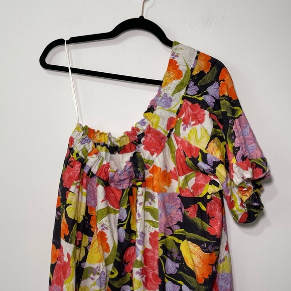 Mikiko Noritake x Anthropologie Women’s Multicolor Floral One Shoulder Dress Lp - Picture 3 of 9